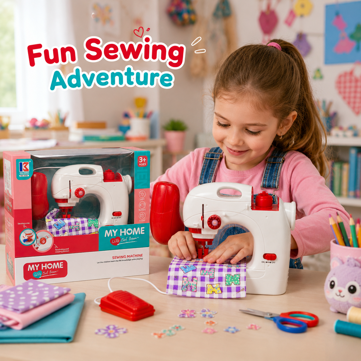 Kai-Ming 3232 Kids Battery-Operated Toy Sewing Machine with Light and Sound – Ages 3+ - Image 5