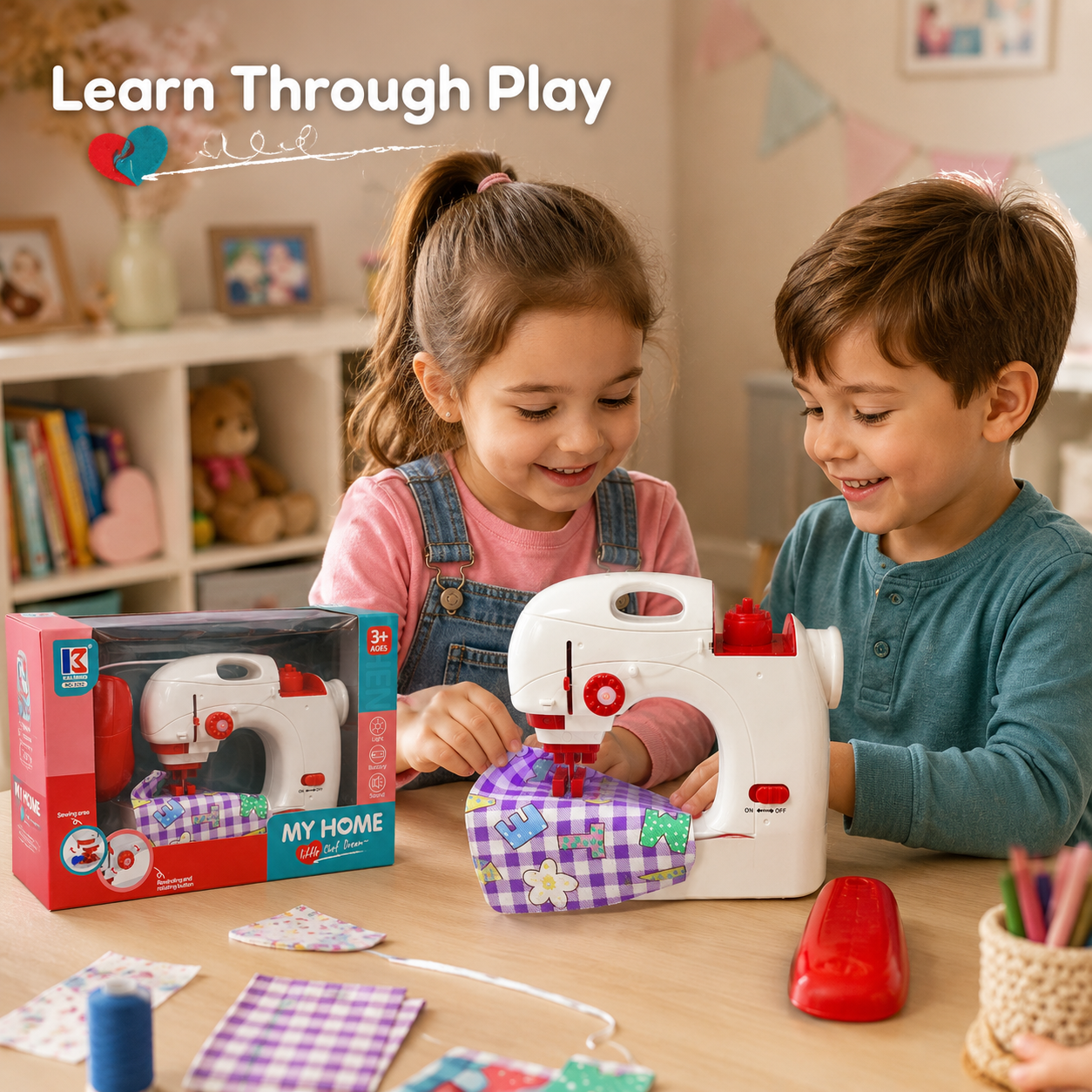 Kai-Ming 3232 Kids Battery-Operated Toy Sewing Machine with Light and Sound – Ages 3+ - Image 2