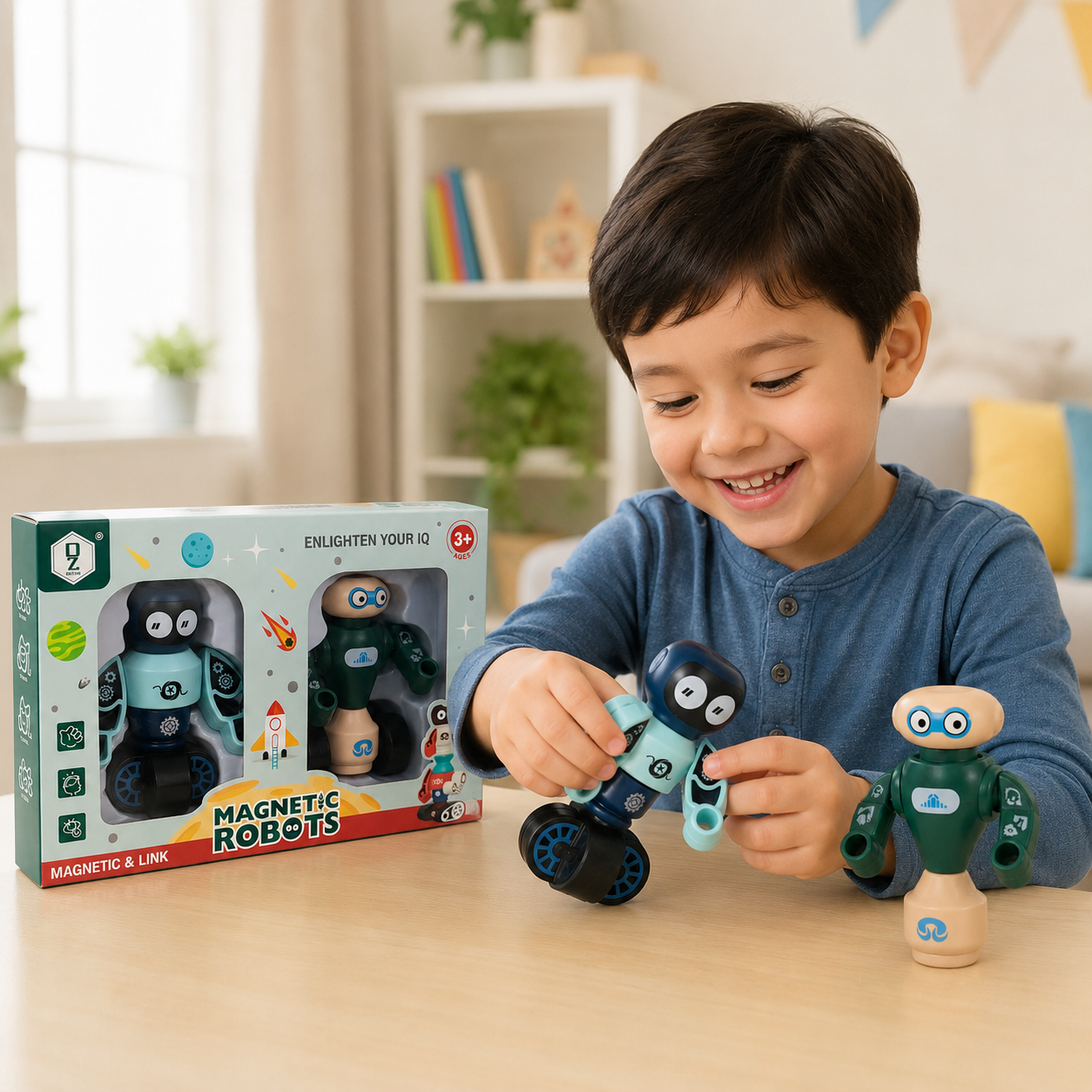 Dezhi Magnetic Robots DIY Building Toy Set for Kids – 2 Connectable Robot Figures, HD363A, Ages 3+ - Image 6