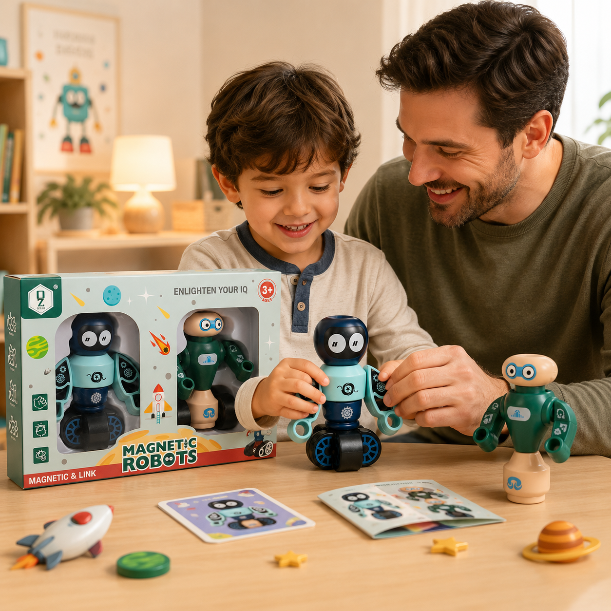 Dezhi Magnetic Robots DIY Building Toy Set for Kids – 2 Connectable Robot Figures, HD363A, Ages 3+ - Image 4