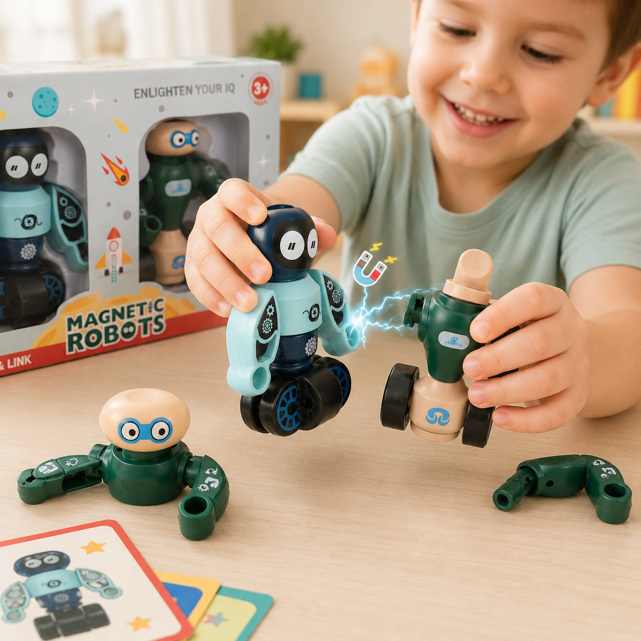Dezhi Magnetic Robots DIY Building Toy Set for Kids – 2 Connectable Robot Figures, HD363A, Ages 3+ - Image 5