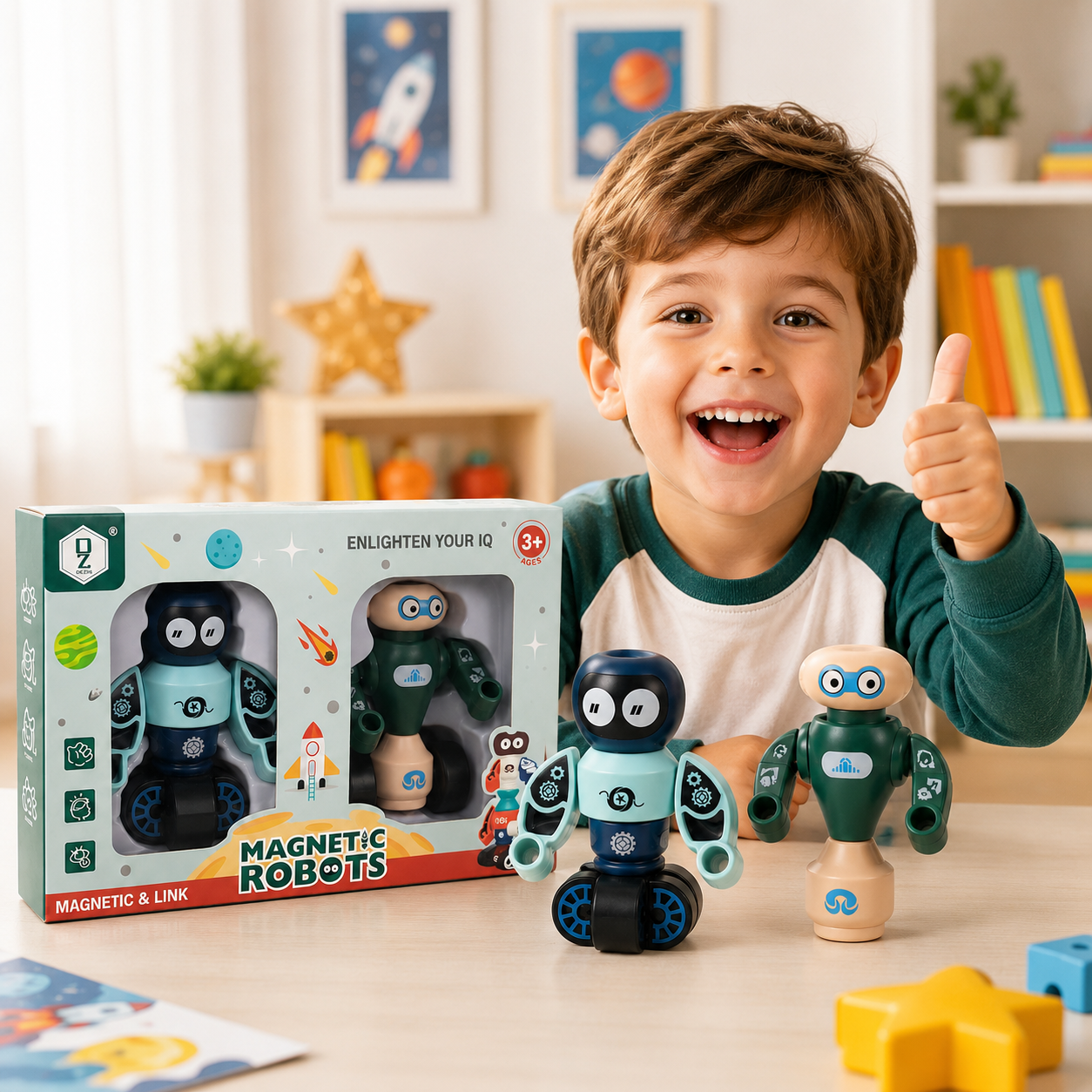 Dezhi Magnetic Robots DIY Building Toy Set for Kids – 2 Connectable Robot Figures, HD363A, Ages 3+ - Image 3