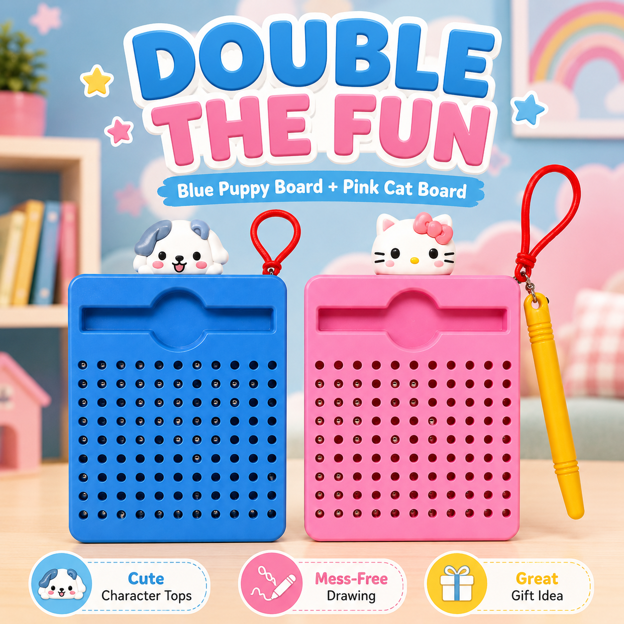 Mini Magnetic Bead Drawing Board with Stylus & Keychain – Pocket Sensory Writing Toy for Kids - Image 5