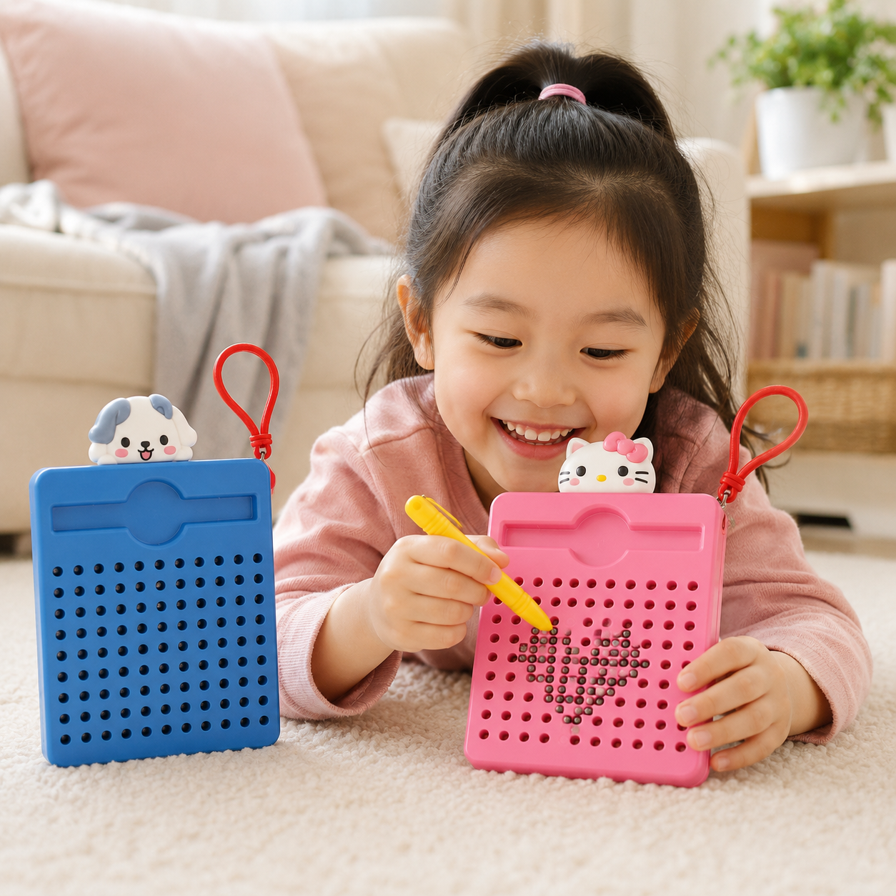 Mini Magnetic Bead Drawing Board with Stylus & Keychain – Pocket Sensory Writing Toy for Kids - Image 3