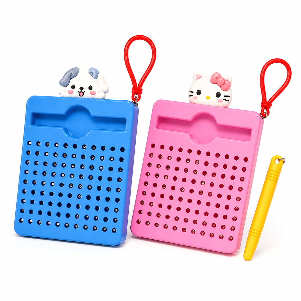 Mini Magnetic Bead Drawing Board with Stylus & Keychain – Pocket Sensory Writing Toy for Kids