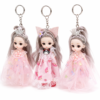 Princess Doll Keychain with Long Hair & Fashion Dress – Cute Bag Charm for Girls, Assorted Designs