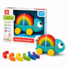 Hola Rainbow Chameleon Pull-Along Toy with Montessori Stacking Arches – Educational Toddler Toy 18–60 Months