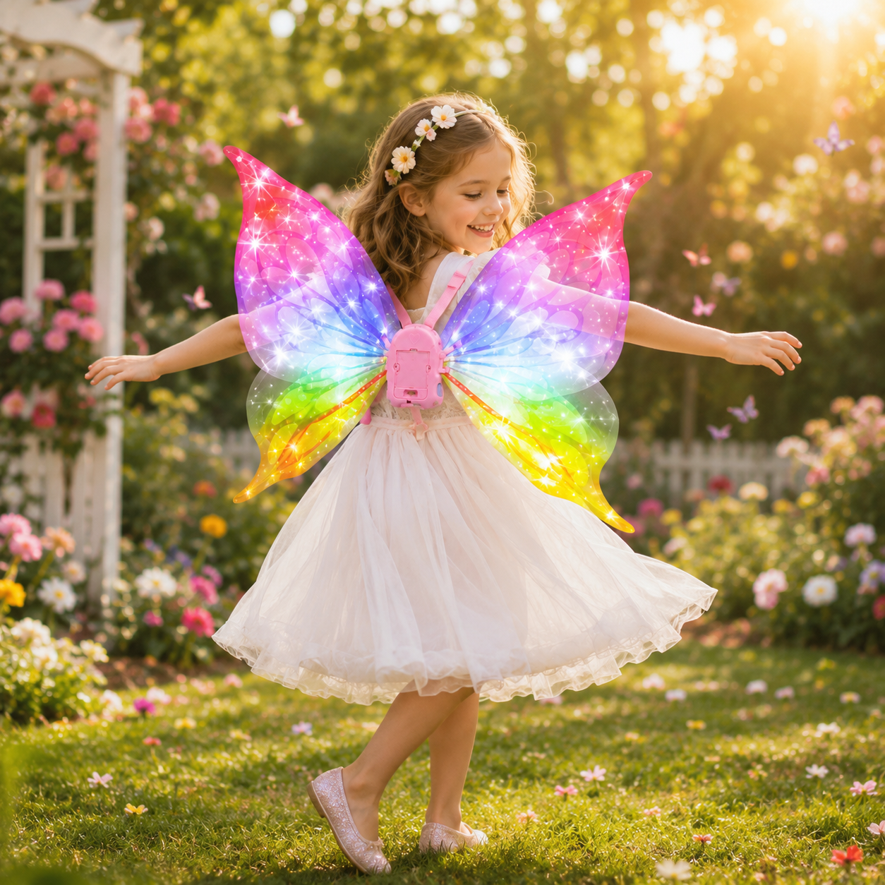 Light-Up Butterfly Wings Costume for Kids with Music, Moving Wings & Adjustable Straps - Image 6