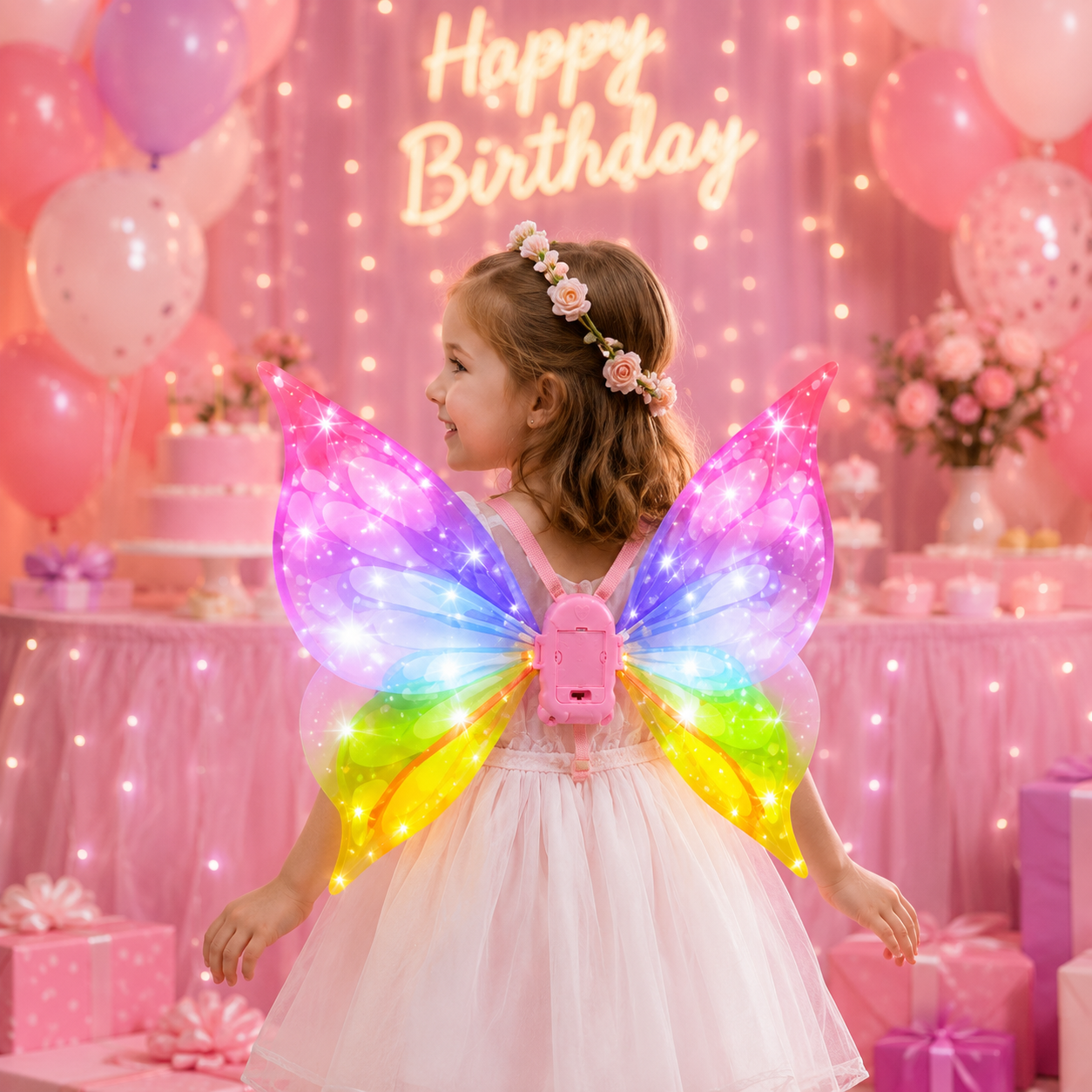 Light-Up Butterfly Wings Costume for Kids with Music, Moving Wings & Adjustable Straps - Image 5