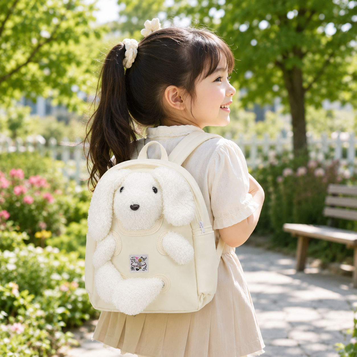 Cute Plush Puppy Backpack for Kids – Soft White Dog School Bag with Adjustable Straps - Image 5