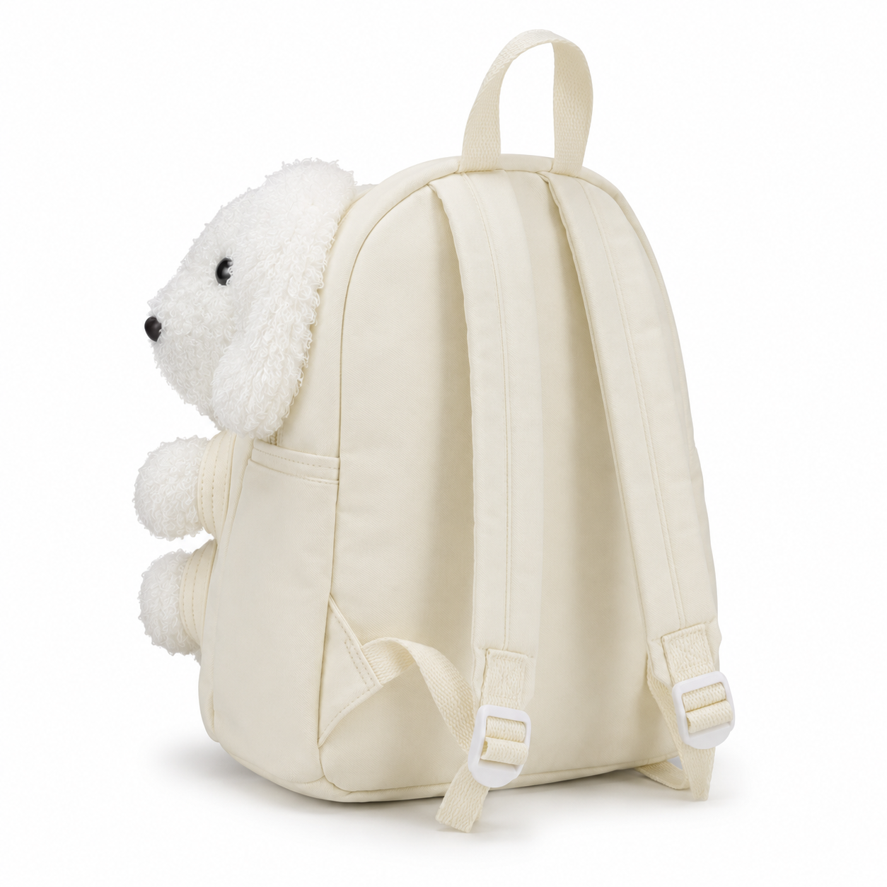 Cute Plush Puppy Backpack for Kids – Soft White Dog School Bag with Adjustable Straps - Image 2
