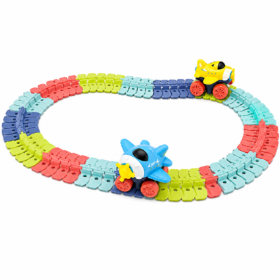 96-Piece Flexible Race Track Set with Light-Up Airplane Cars – DIY Bendable Track Toy for Kids