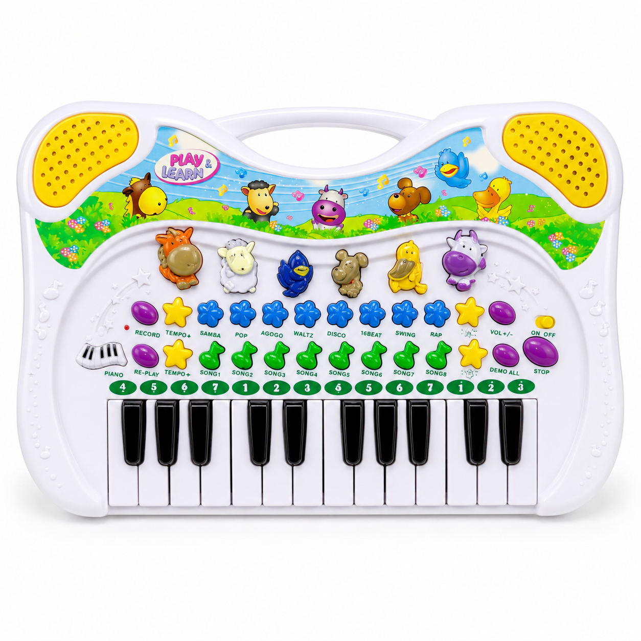 Kids Animal Piano Musical Keyboard with Recording, Learning Modes, Melodies and Animal Sounds – 18 Months+