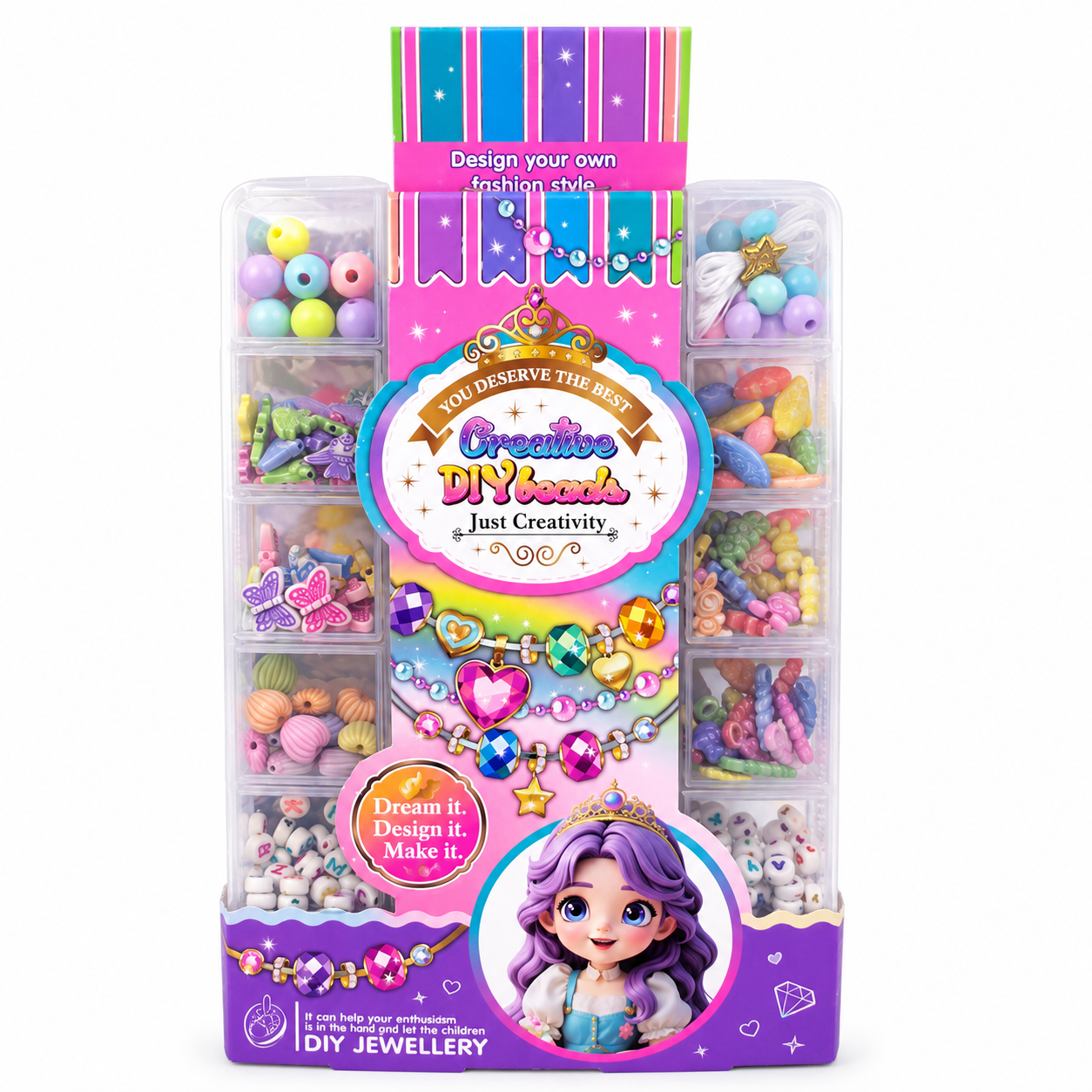 Creative DIY Beads Jewellery-Making Kit for Kids – Bracelet and Necklace Craft Set with Storage Box - Image 8