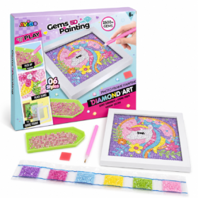AVIBO 5D Diamond Painting Kit for Kids with Photo Frame and 1500+ Gems – Unicorn Craft Art Set for Ages 6+