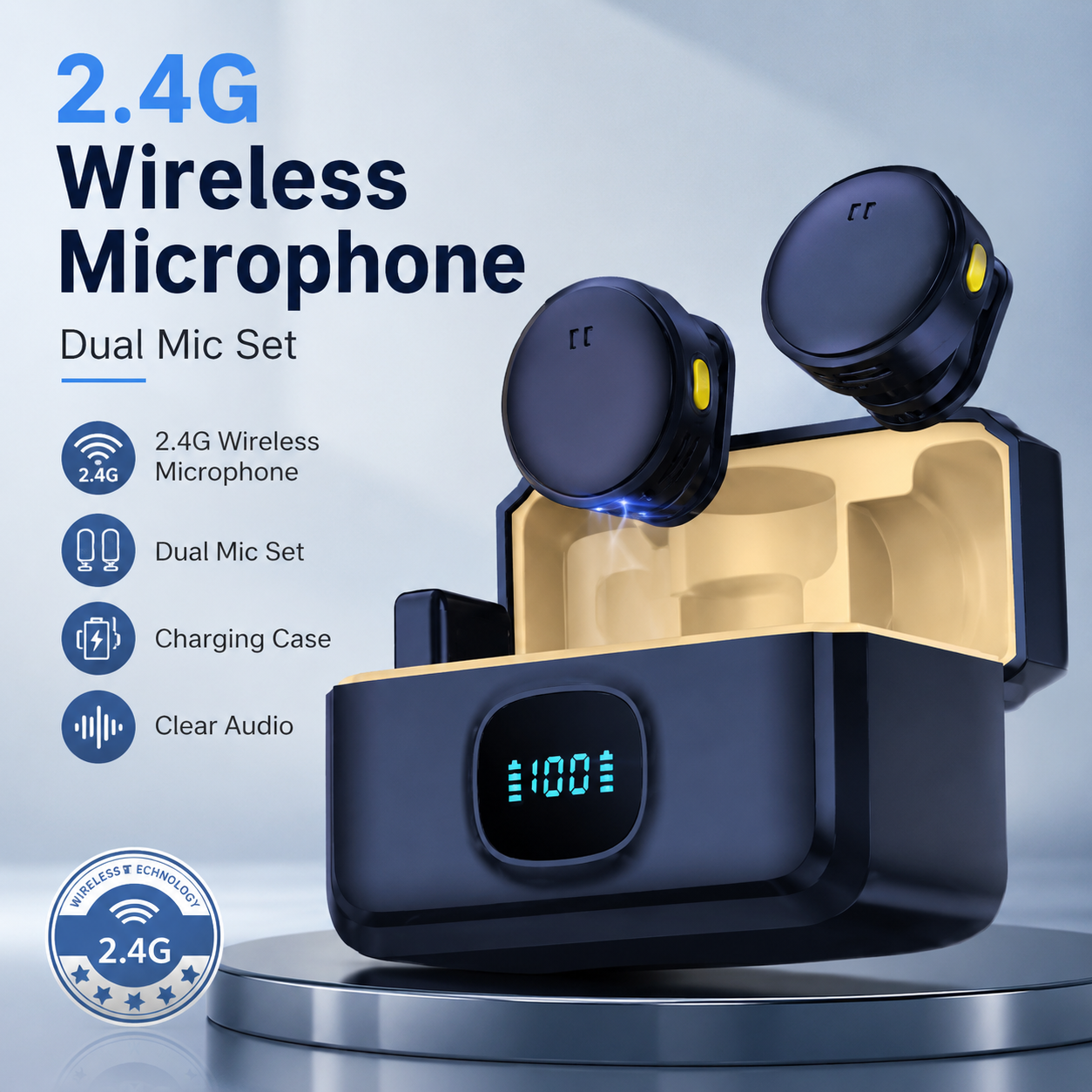 2.4G Wireless Microphone with Charging Case – Dual Clip Mic for Mobile Recording, Vlogging, Live Streaming, YouTube, TikTok & Interview Use - Image 6
