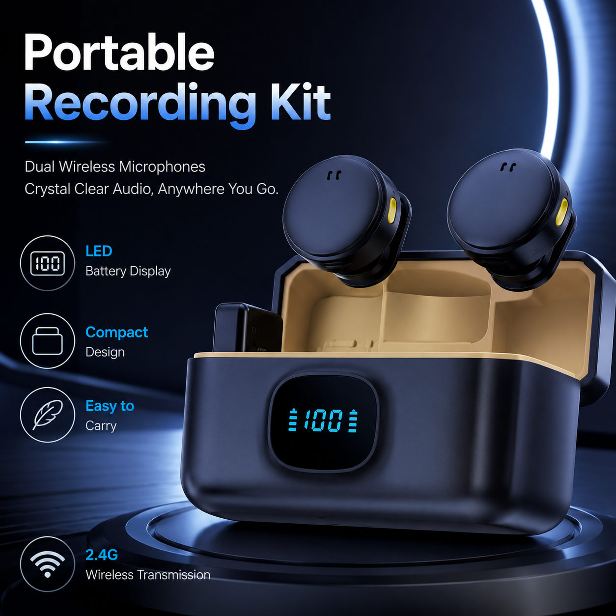 2.4G Wireless Microphone with Charging Case – Dual Clip Mic for Mobile Recording, Vlogging, Live Streaming, YouTube, TikTok & Interview Use - Image 7