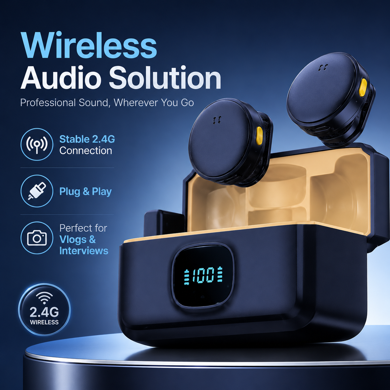 2.4G Wireless Microphone with Charging Case – Dual Clip Mic for Mobile Recording, Vlogging, Live Streaming, YouTube, TikTok & Interview Use - Image 8
