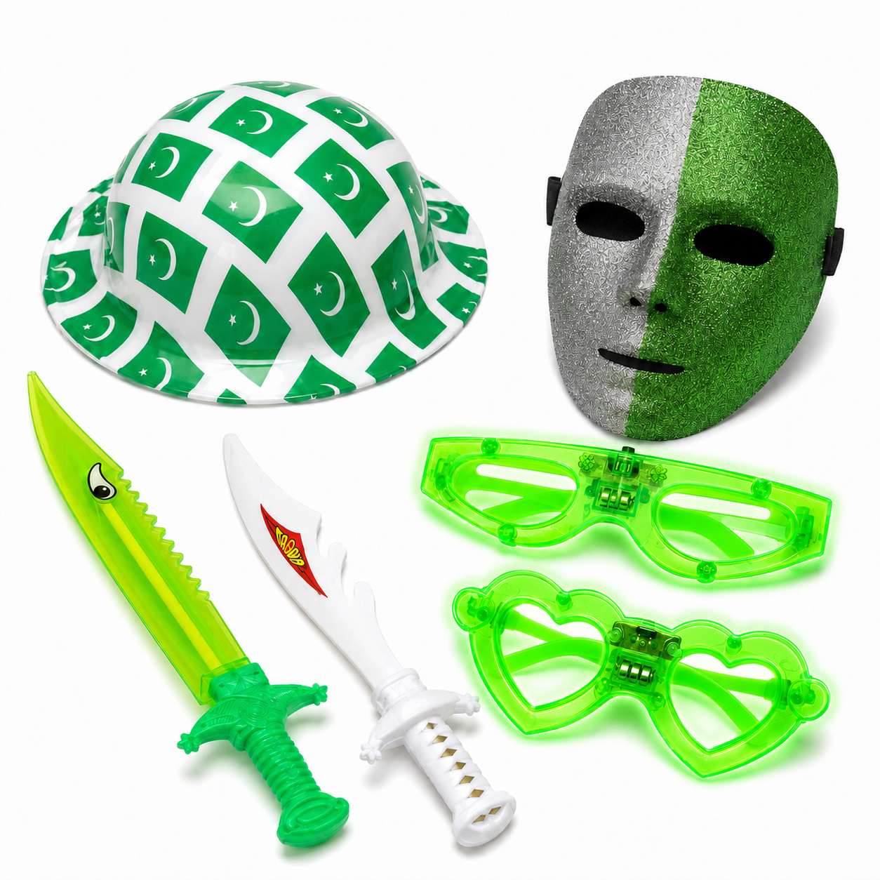 Kids Plastic Toy Sword – Green White Pretend Play Sword Toy for Boys, Costume Party, Role Play & 14 August Fun Toy