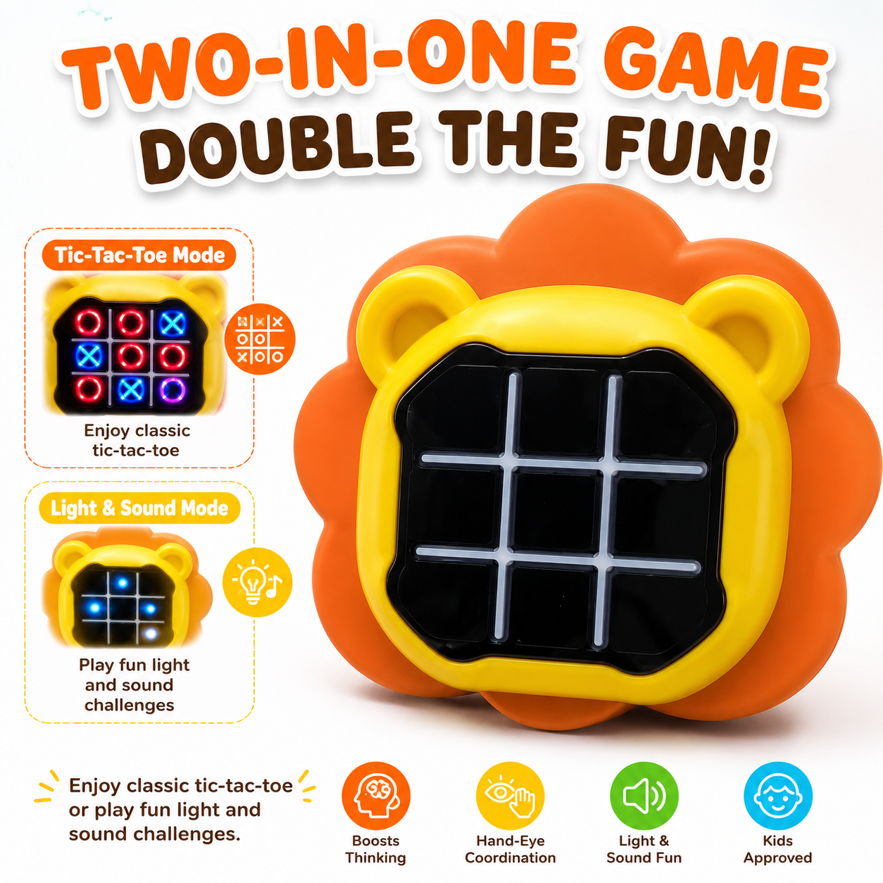 Kids Electronic Tic Tac Toe Game Toy – Light & Sound Interactive Puzzle Board, Memory Flash Game, 2-in-1 Educational Brain Toy for Boys & Girls Age 3+ - Image 5