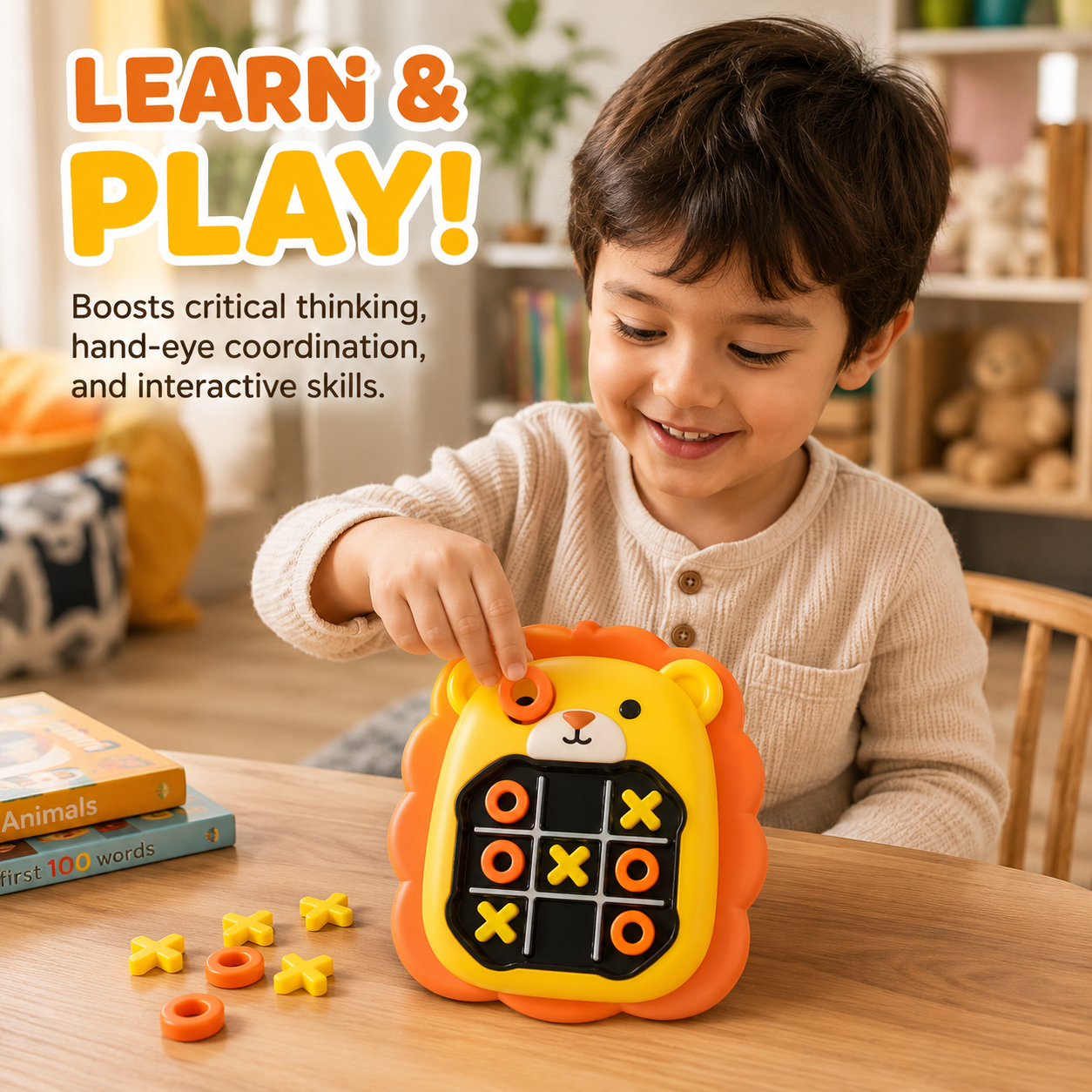 Kids Electronic Tic Tac Toe Game Toy – Light & Sound Interactive Puzzle Board, Memory Flash Game, 2-in-1 Educational Brain Toy for Boys & Girls Age 3+ - Image 3