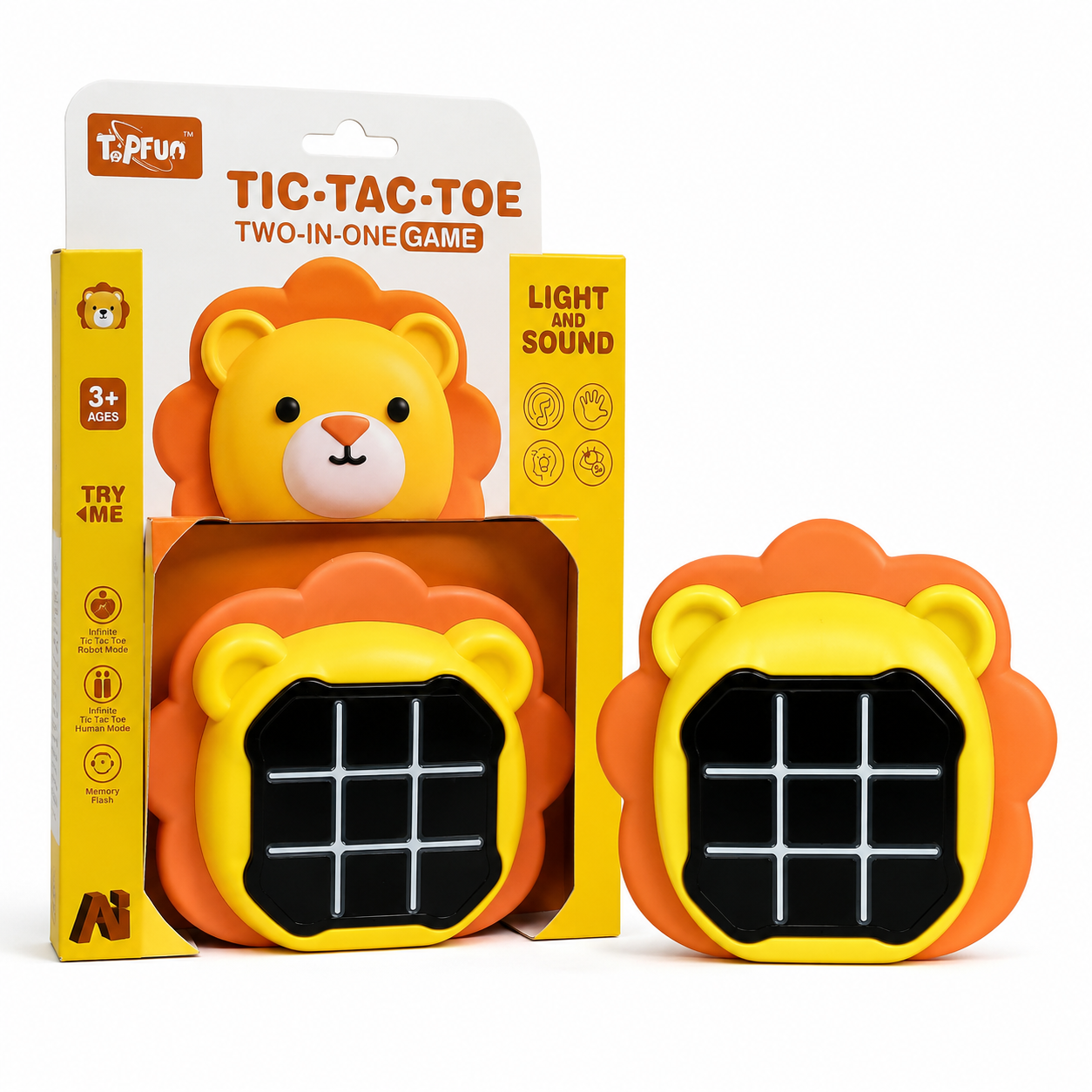 Kids Electronic Tic Tac Toe Game Toy – Light & Sound Interactive Puzzle Board, Memory Flash Game, 2-in-1 Educational Brain Toy for Boys & Girls Age 3+