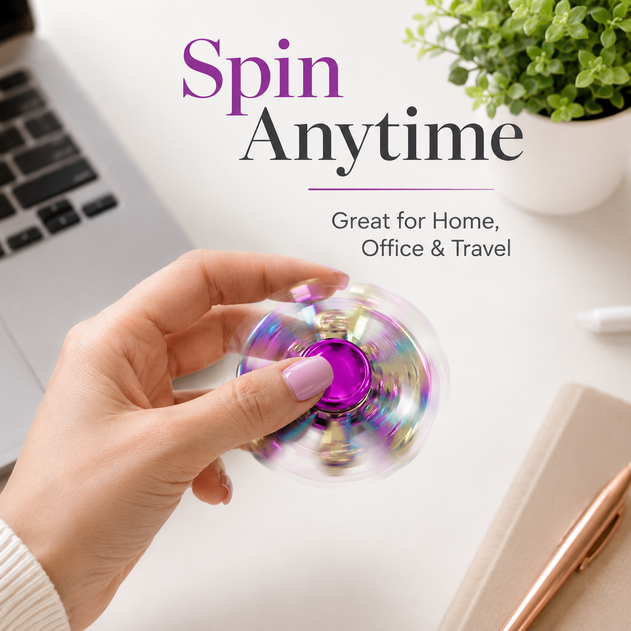 Rainbow Fidget Spinner Toy – Hand Spinner Stress Relief Focus Toy for Kids & Adults, Smooth Spinning Bearing, Assorted Designs - Image 6