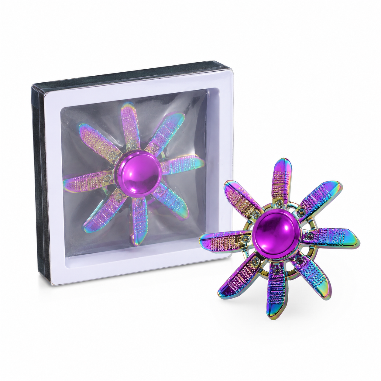 Rainbow Fidget Spinner Toy – Hand Spinner Stress Relief Focus Toy for Kids & Adults, Smooth Spinning Bearing, Assorted Designs