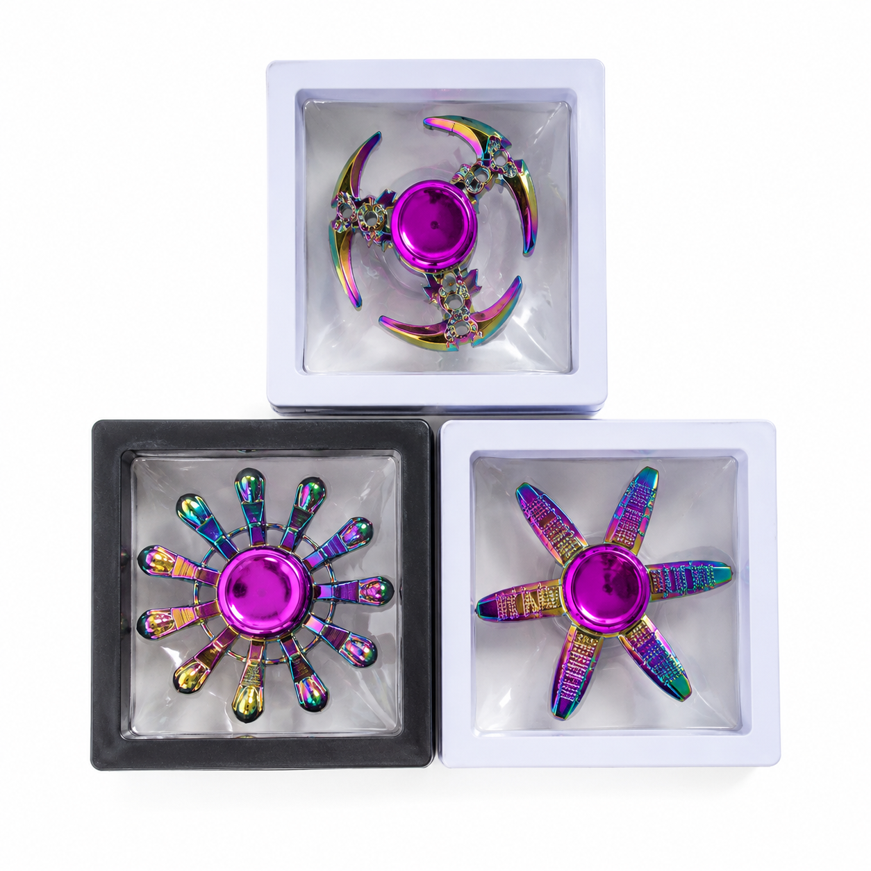 Rainbow Fidget Spinner Toy – Hand Spinner Stress Relief Focus Toy for Kids & Adults, Smooth Spinning Bearing, Assorted Designs - Image 3