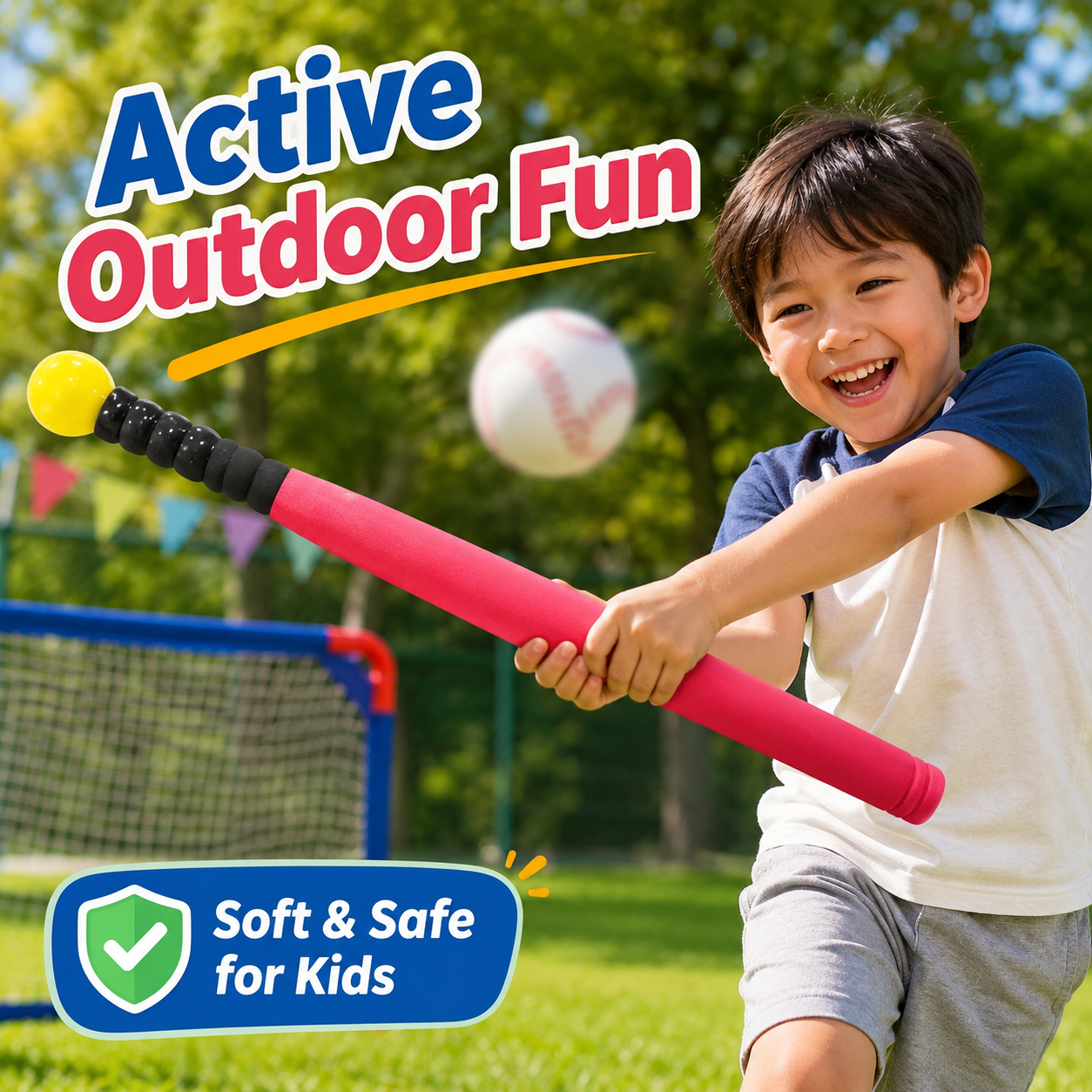 Kids Soft Baseball Bat with Ball Set – Lightweight Foam Bat Toy with Easy Grip Handle, Indoor & Outdoor Sports Play Toy for Boys & Girls - Image 4