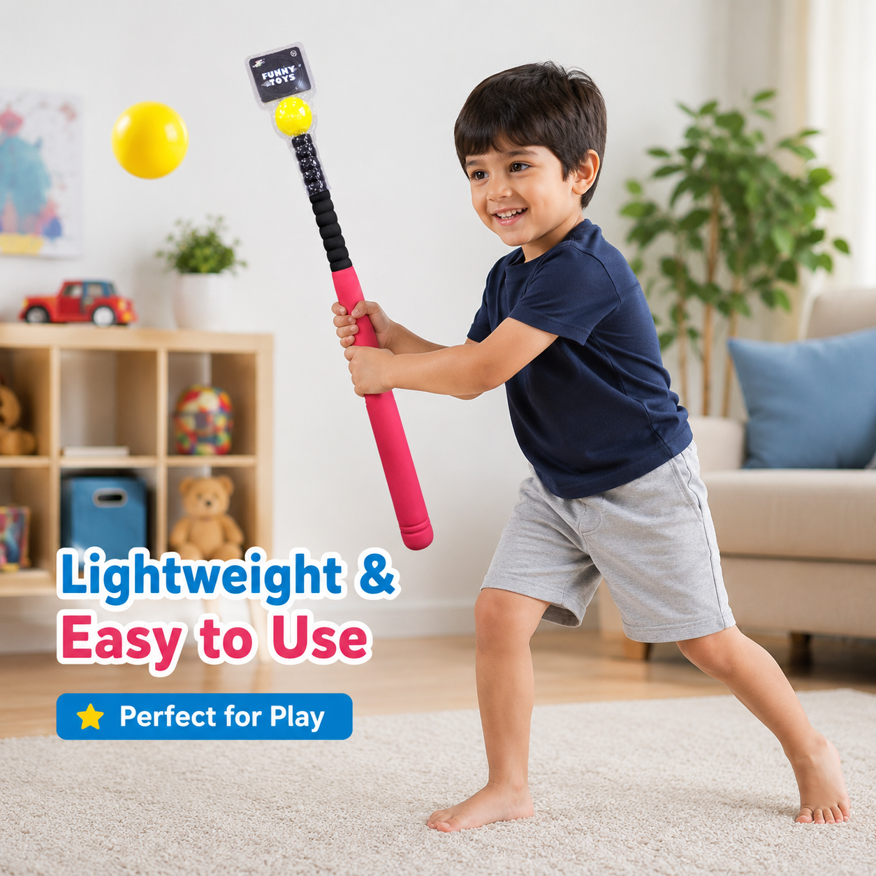 Kids Soft Baseball Bat with Ball Set – Lightweight Foam Bat Toy with Easy Grip Handle, Indoor & Outdoor Sports Play Toy for Boys & Girls - Image 3