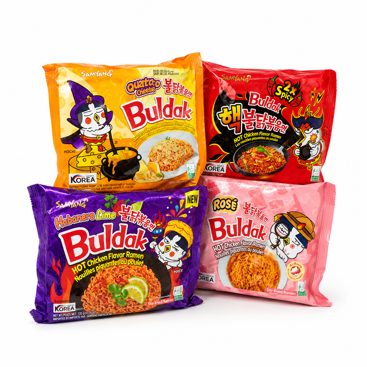 Samyang Buldak Korean Hot Chicken Ramen Noodles – Spicy Instant Noodles Pack, Assorted Flavors, Original / Cheese / Habanero Lime / Rosé, Imported Korean Noodles - Image 2