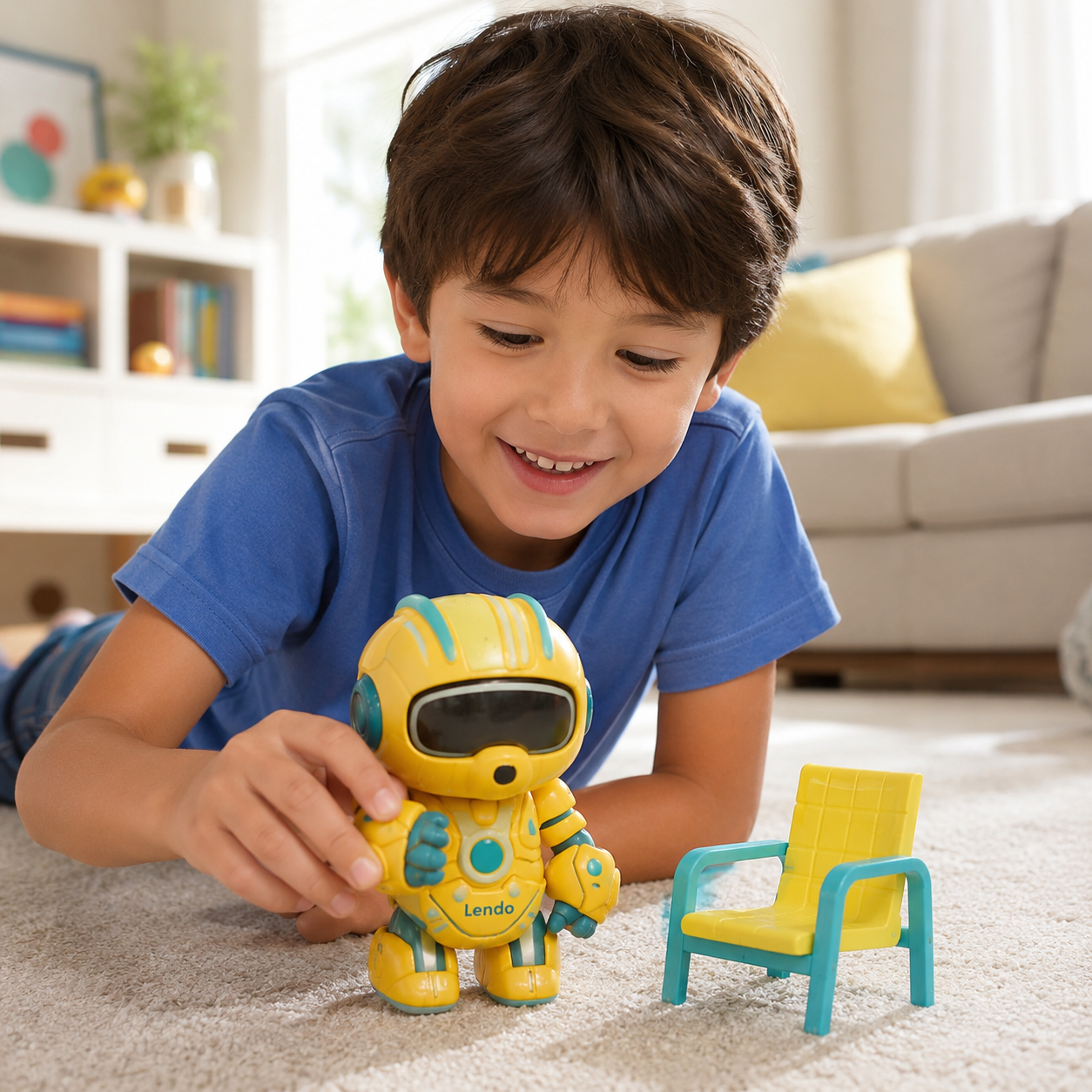 Rechargeable Robot Toy for Kids – Lendo Racing Space Robot Figure with Chair & USB Cable, Cute Cartoon Robot Toy for Boys & Girls, Assorted Colors - Image 5