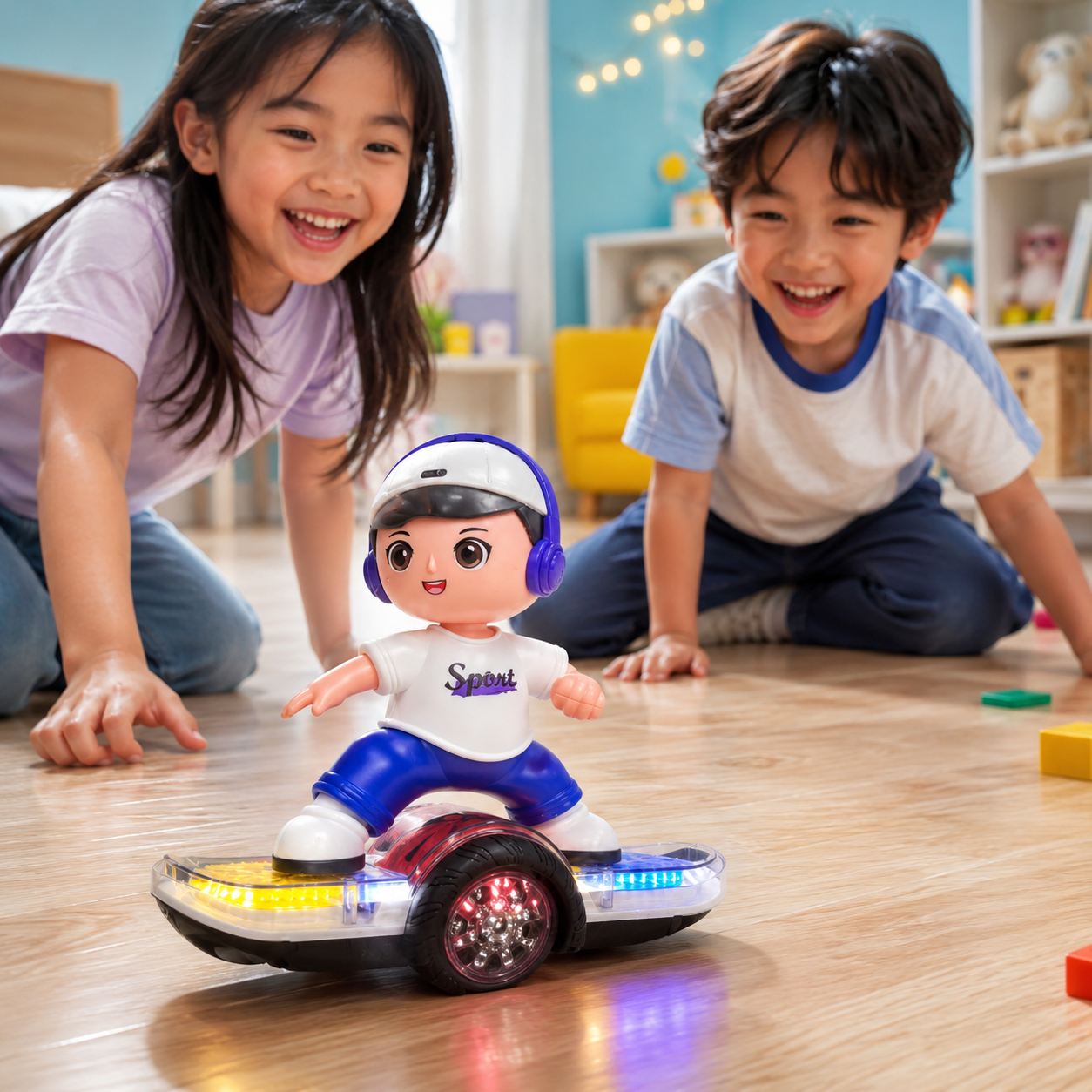 Kids Battery Operated Skating Boy Balance Car Toy – Moving Skateboard Toy with Cute Cartoon Figure, Gear Slide Action Toy for Boys & Girls 3+ Years - Image 2