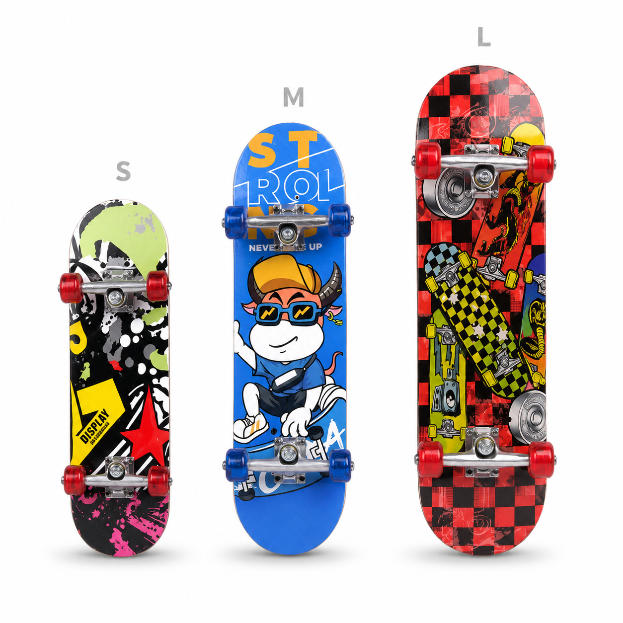 Kids Skateboard for Beginners – Printed Skate Board with Wheels for Outdoor Riding, Balance Training & Fun Play – Assorted Designs