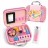 Kids Mermaid Makeup Kit with Jewelry Set | 2 in 1 Beauty Make-Up Series for Girls | Pink Glitter Carry Case Cosmetic Toy Gift Ages 3+
