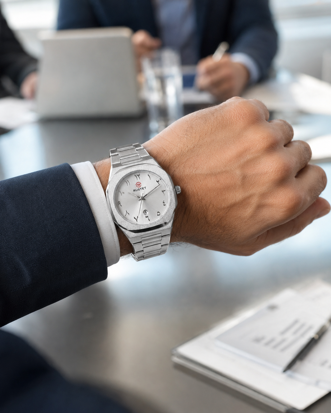 Men’s Analog Wrist Watch – Silver Metal Chain Strap Watch with Arabic Number Dial & Date Display – Casual Quartz Fashion Watch for Men - Image 9