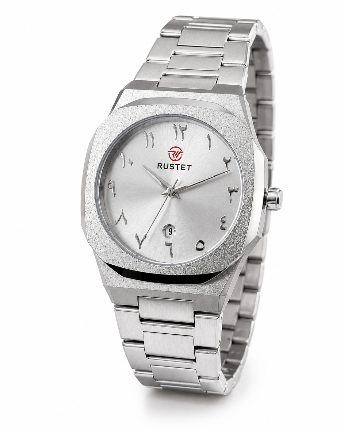 Men’s Analog Wrist Watch – Silver Metal Chain Strap Watch with Arabic Number Dial & Date Display – Casual Quartz Fashion Watch for Men