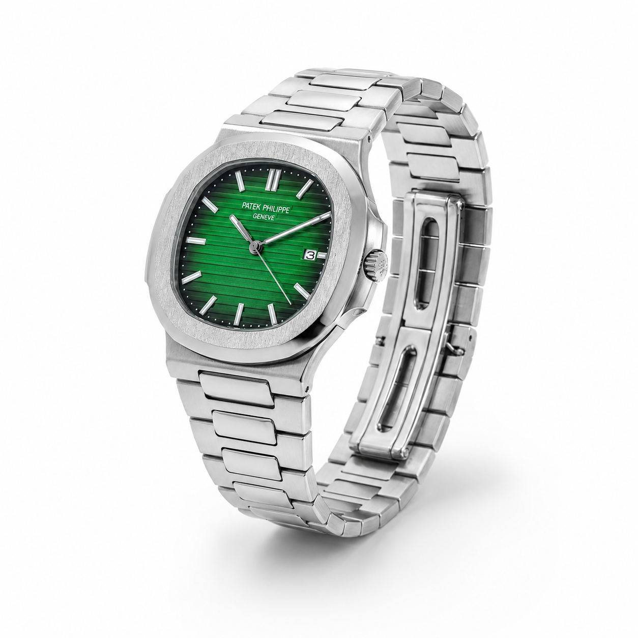 Men’s Luxury Style Green Dial Watch – Silver Metal Strap Analog Wrist Watch with Date Display for Casual & Formal Wear - Image 7