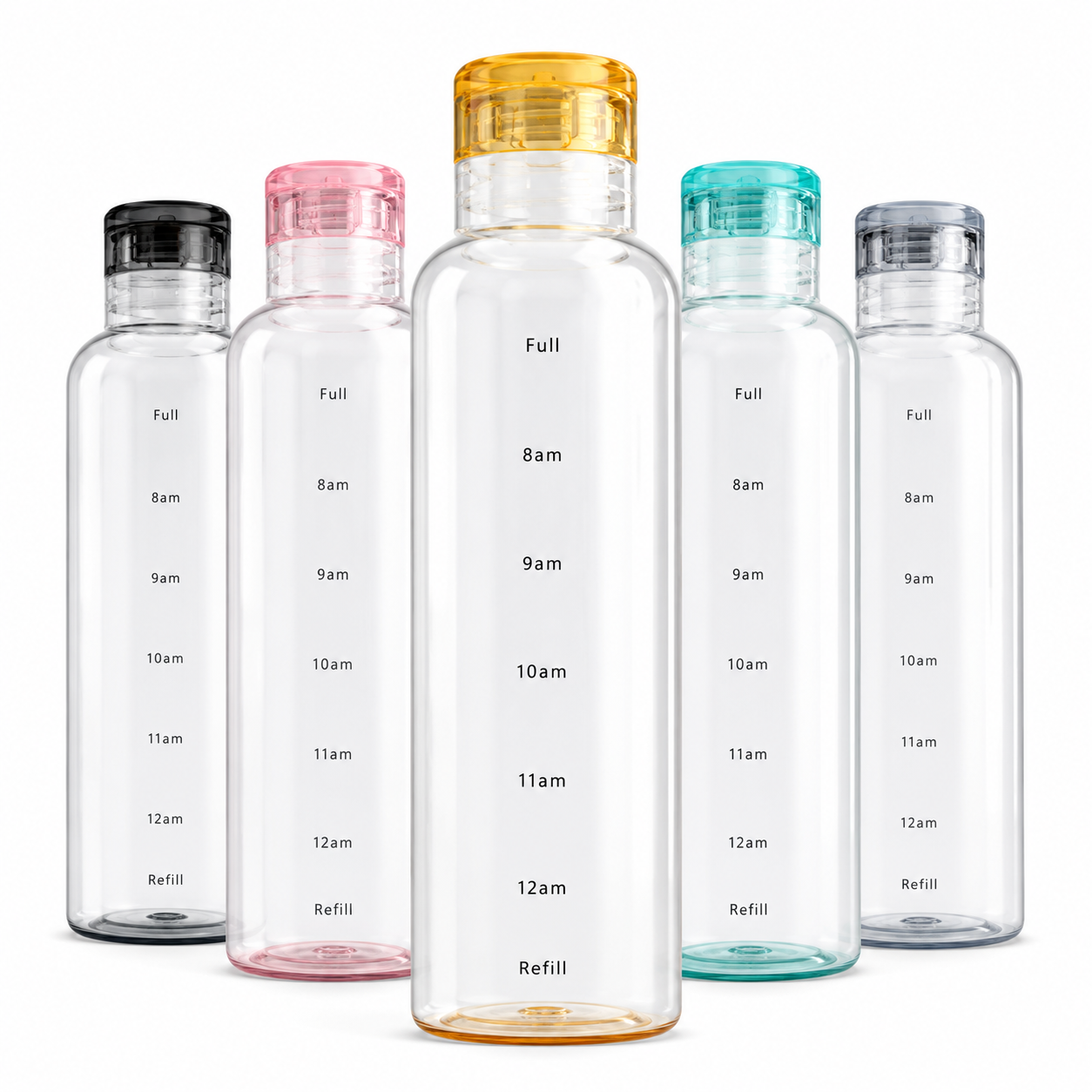 Motivational Water Bottle with Time Marker – Leakproof Transparent Sports Water Bottle for Gym, School, Office & Travel – Random Color