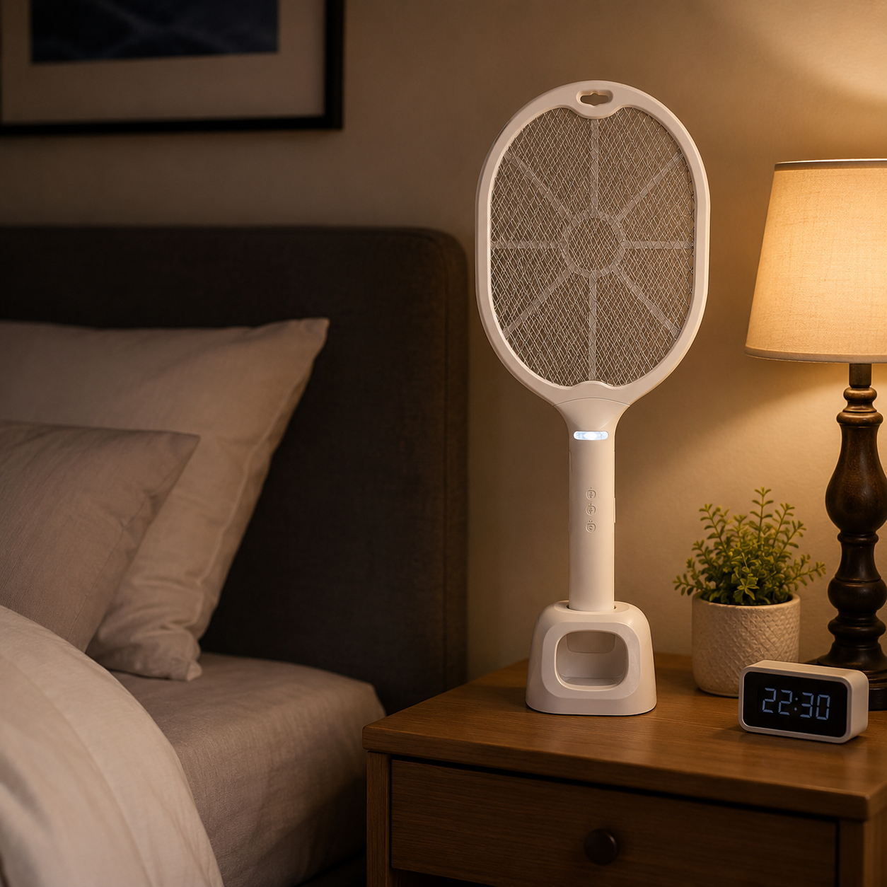 Rechargeable Electric Mosquito Swatter Racket – Dual Use Mosquito Zapper Bat with Trap Stand, 1200mAh Battery & USB Charging Cable - Image 3