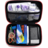 Portable First Aid Kit Bag – Red Emergency Medical Pouch with Basic Supplies & Mesh Compartments – Travel, Car, Home, Office First Aid Organizer
