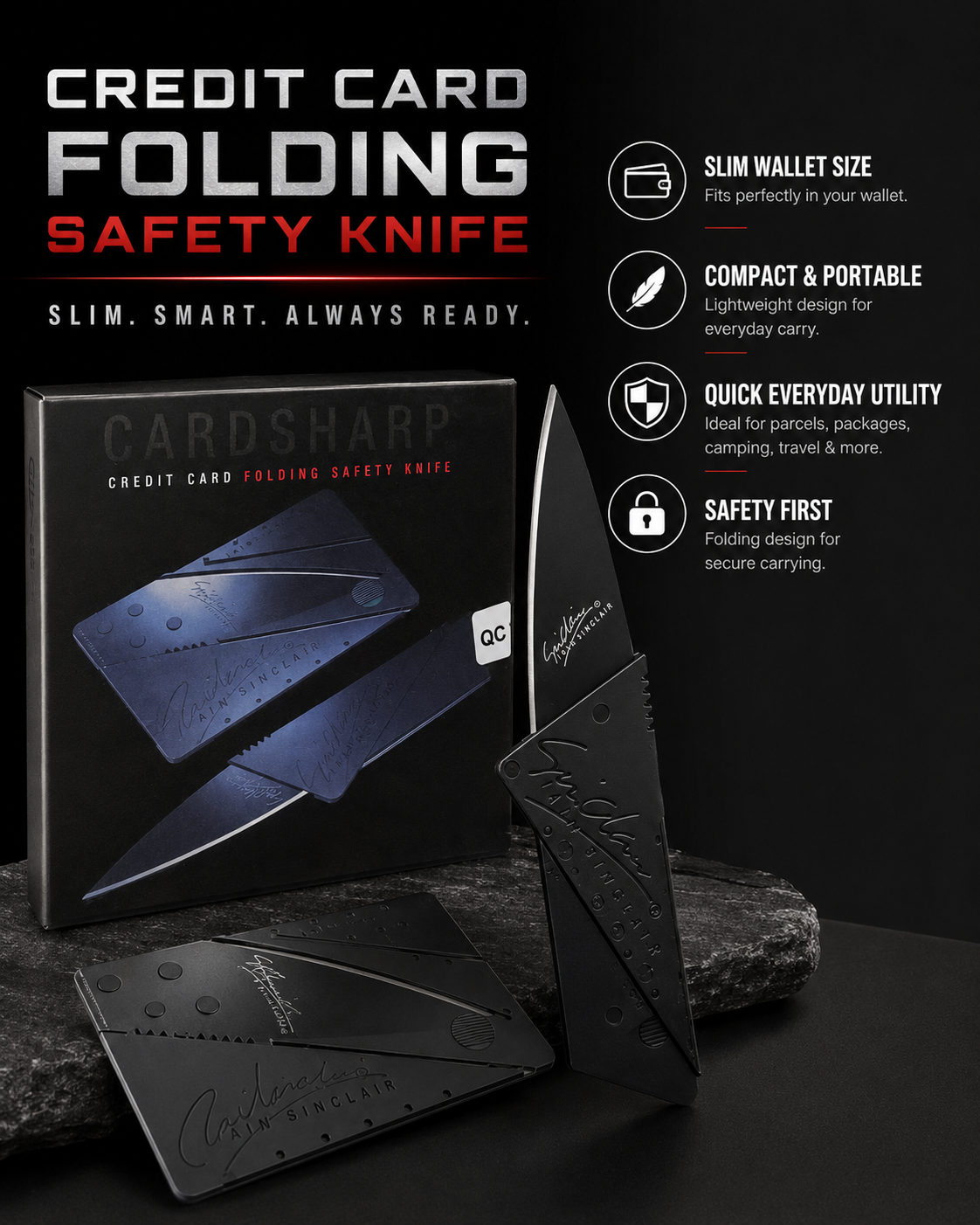 Credit Card Style Folding Pocket Knife / Compact Folding Blade Tool - Image 3