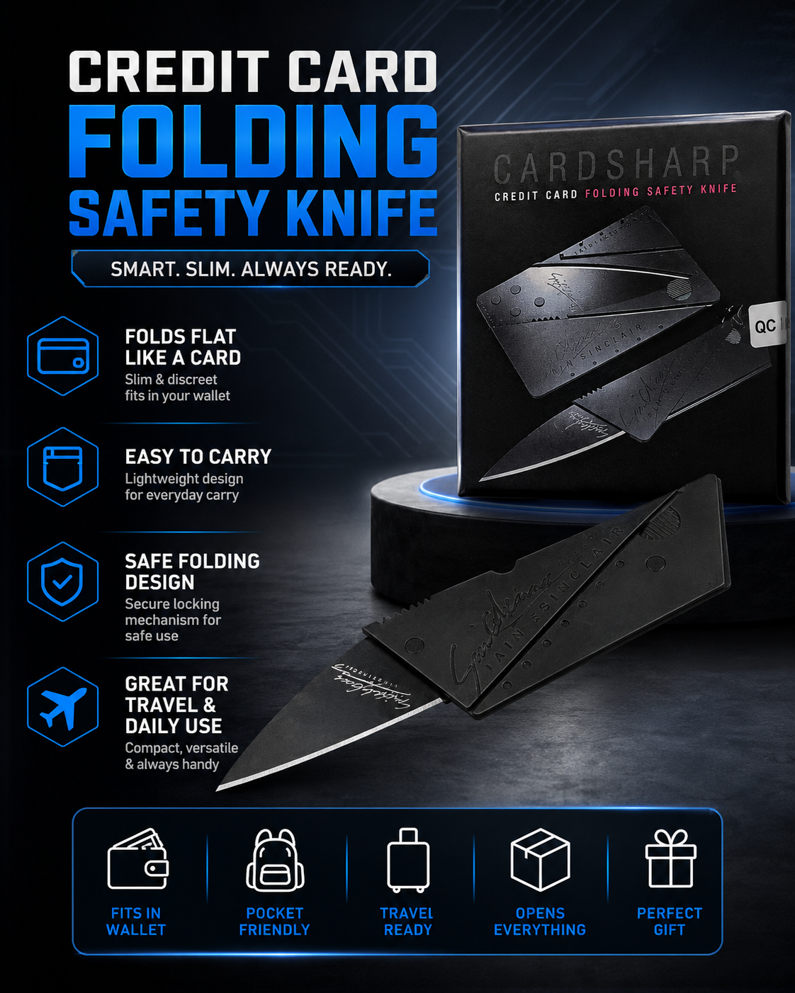 Credit Card Style Folding Pocket Knife / Compact Folding Blade Tool - Image 4