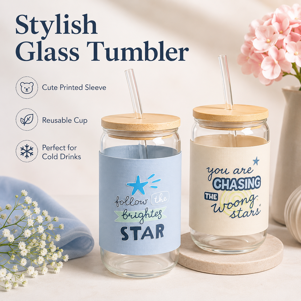 Cute Glass Tumbler Cup with Straw & Lid – Bear Design Drinking Jar with Protective Sleeve, Reusable Water Cup for Juice, Milk, Coffee & Cold Drinks - Image 7