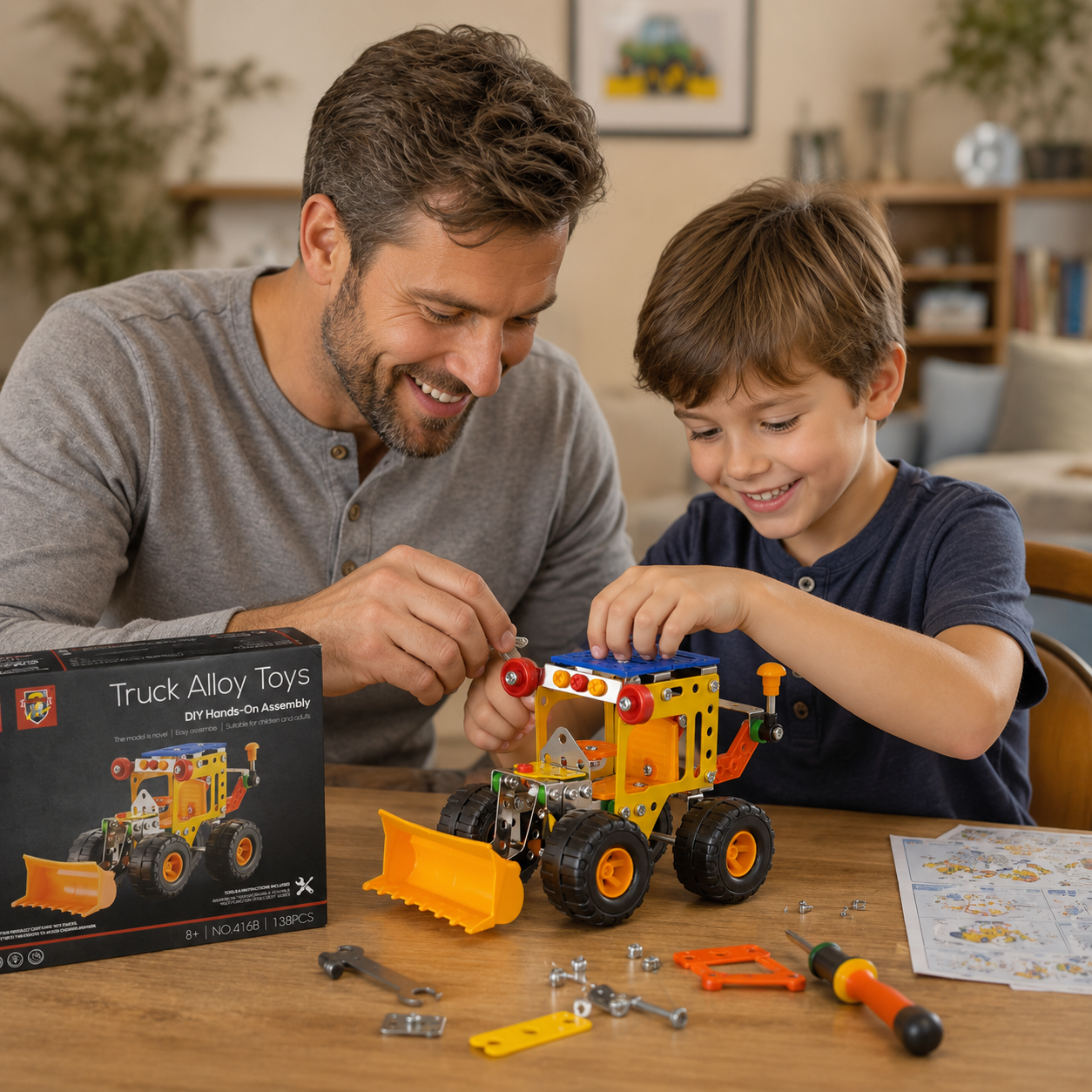 Truck Alloy Toys 416B DIY Bulldozer Building Kit – 138 Pcs Metal Construction Vehicle Assembly Toy with Tools & Instructions for Kids 8+ - Image 6
