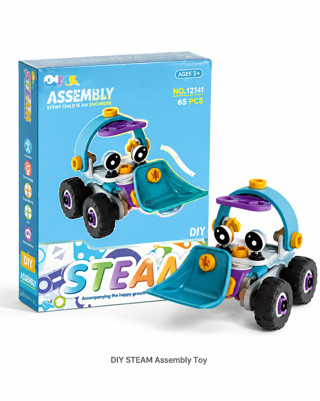 DIY STEAM Assembly Car Toy for Kids – 55Pcs Educational Building Block Vehicle Set – Creative Construction Puzzle Car Gift for Boys & Girls