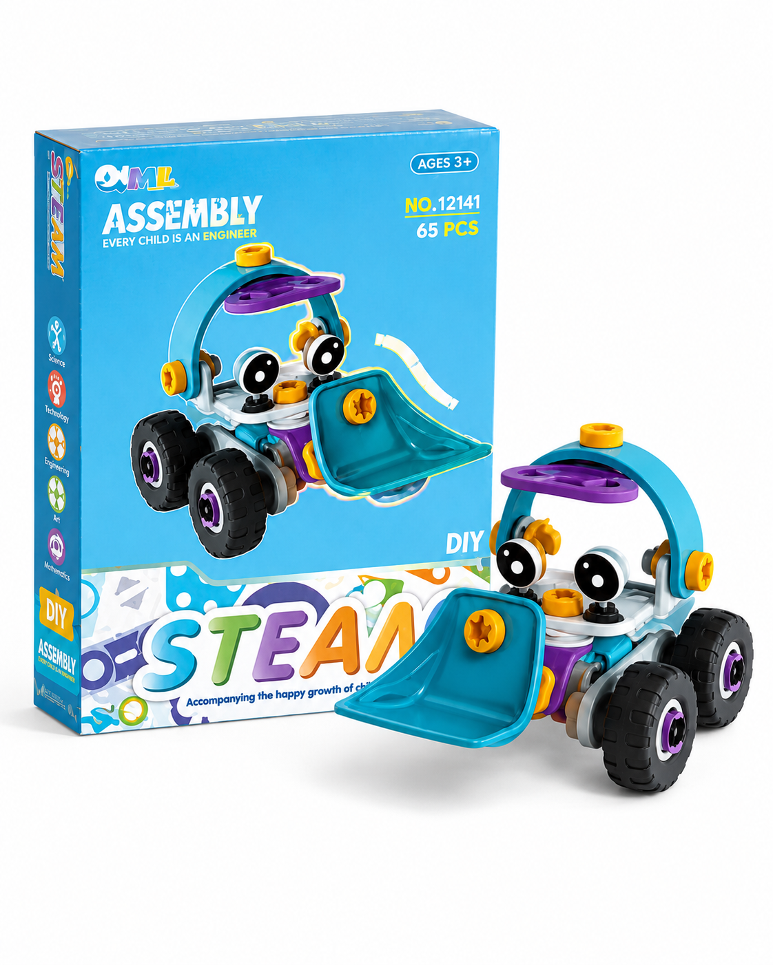 DIY STEAM Assembly Car Toy for Kids – 55Pcs Educational Building Block Vehicle Set – Creative Construction Puzzle Car Gift for Boys & Girls - Image 3