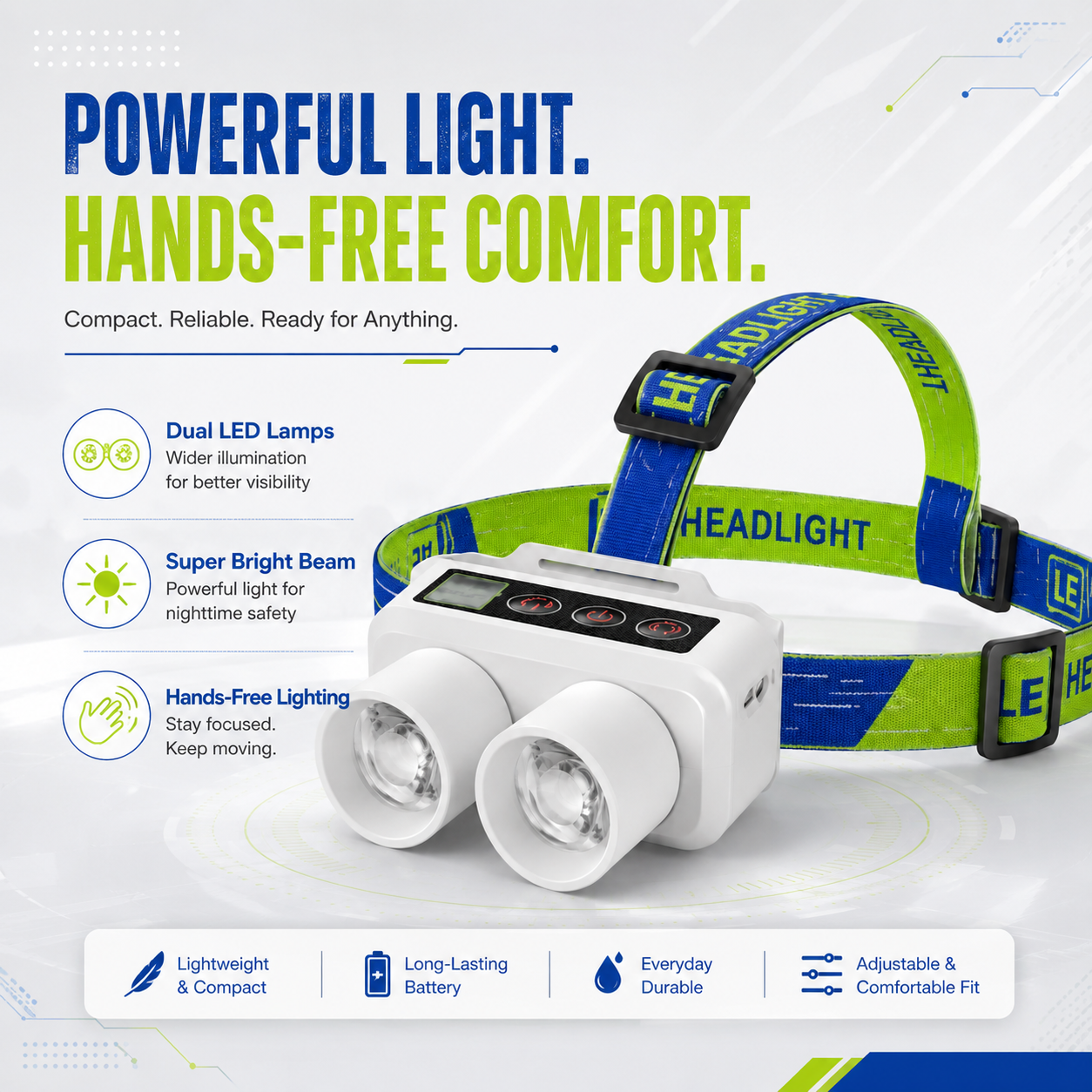 Rechargeable LED Sensor Headlamp with Dual Lights & USB Type-C Charging - Image 7