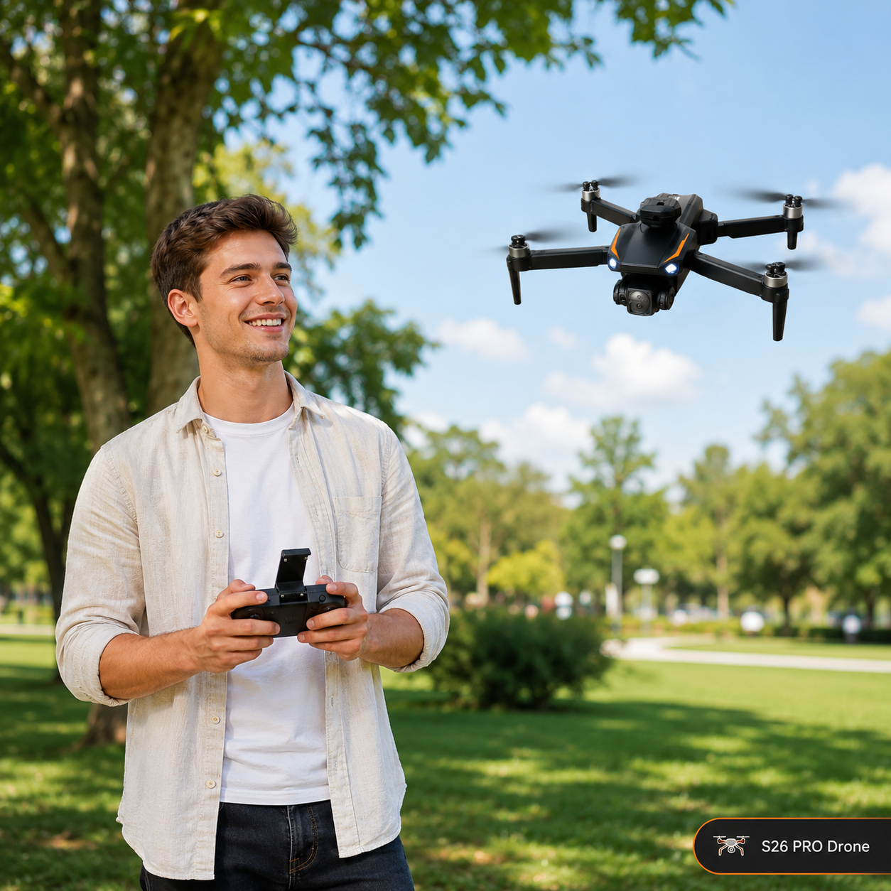 S26 PRO Foldable RC Drone with Front Camera, Remote Control & Carry Case | Rechargeable Quadcopter with LED Lights, 360° Flips & Headless Mode | Beginner Drone Toy 14+ - Image 4